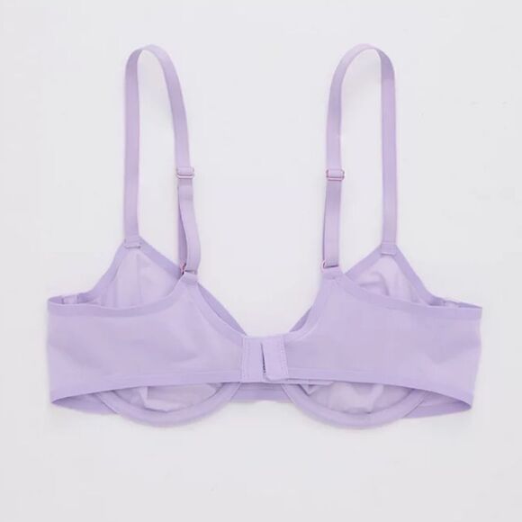 NWT Aerie 38C Smoothez Mesh Unlined Sheer Purple Balconette Bra - Picture 2 of 13